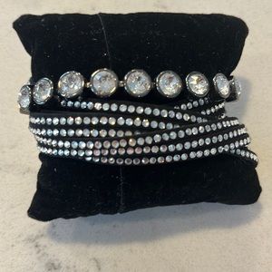 Touchstone Crystal Black Wrap and Gunmetal ice bracelets
